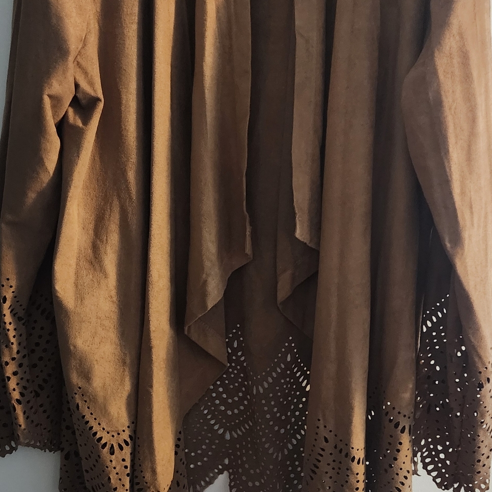 Krazy Kat Brown Suede Shawl